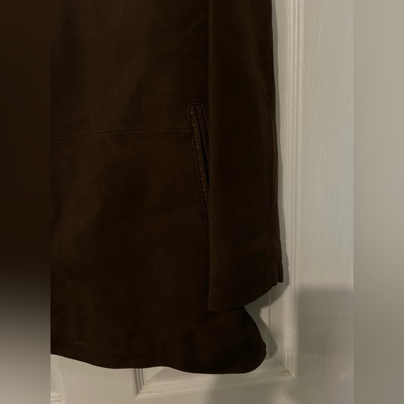 Robert Comstock Vertical Brown baby calf nubuck Leather  Jacket cl - Picture 4 of 17